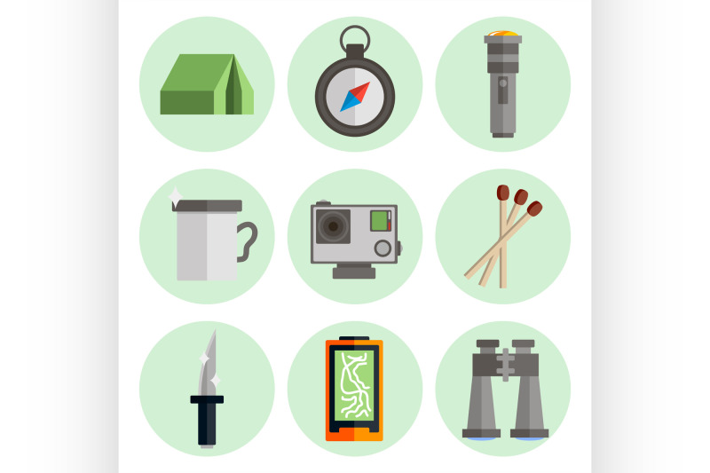 survival-kit-flat-icons-set