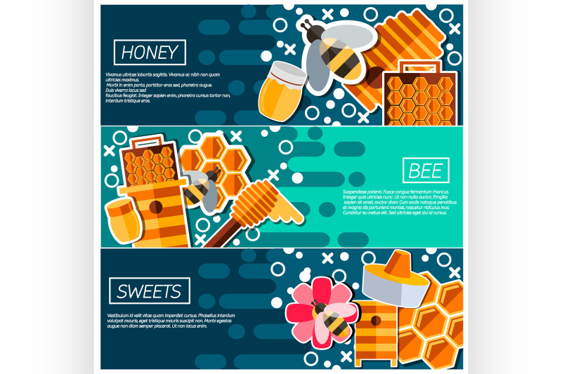 set-of-horizontal-banners-about-honey