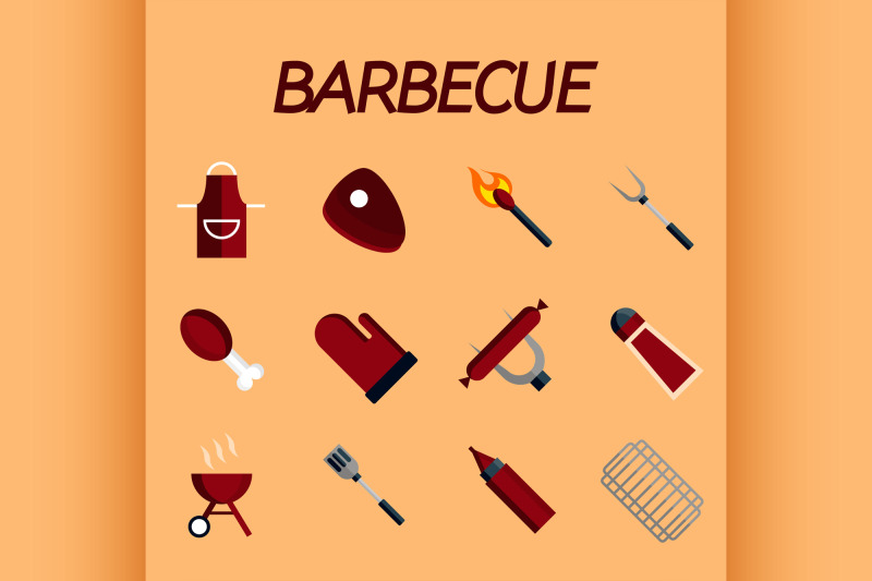 barbecue-flat-icon-set