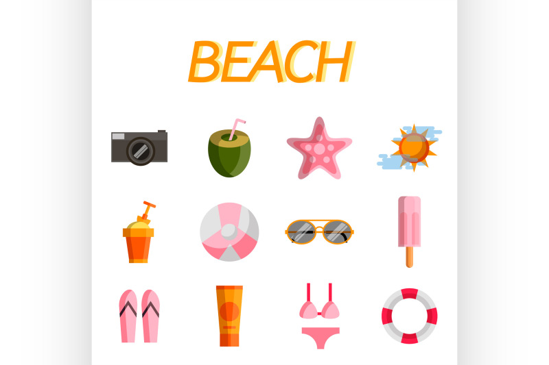 beach-flat-icon-set