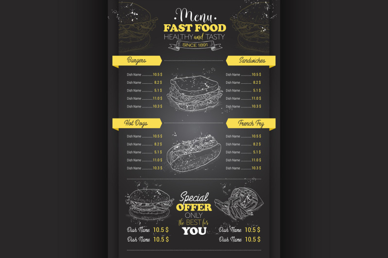 drawing-vertical-scetch-of-fast-food-menu