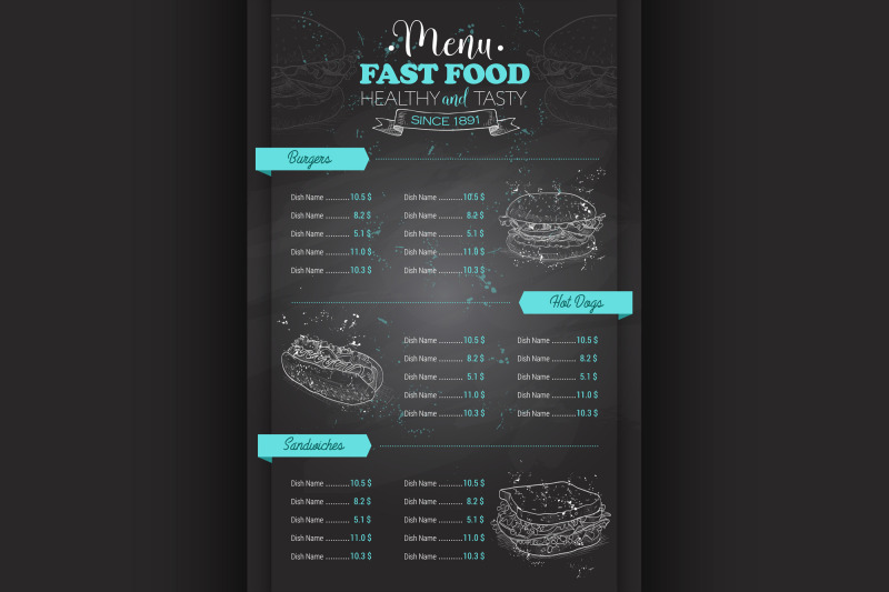 drawing-vertical-scetch-of-fast-food-menu