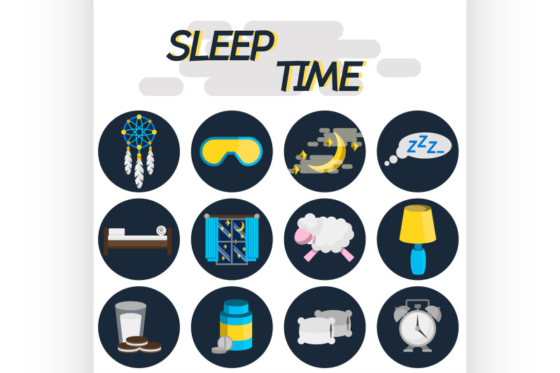 sleep-time-flat-icon-set