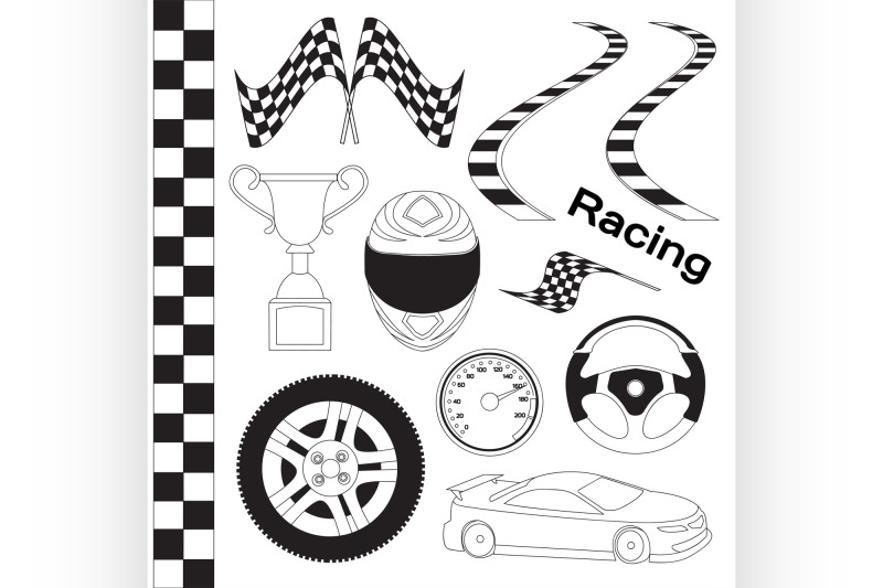 car-race-icons-set