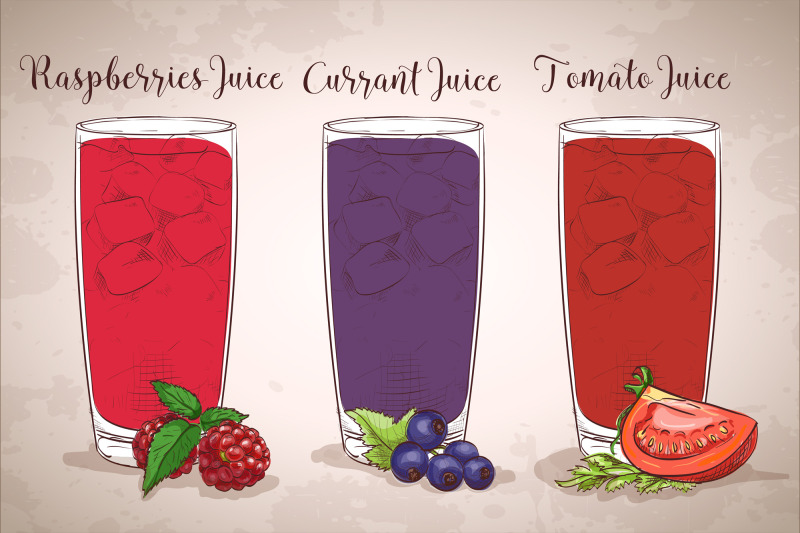 glasses-of-juices-on-a-retro-background