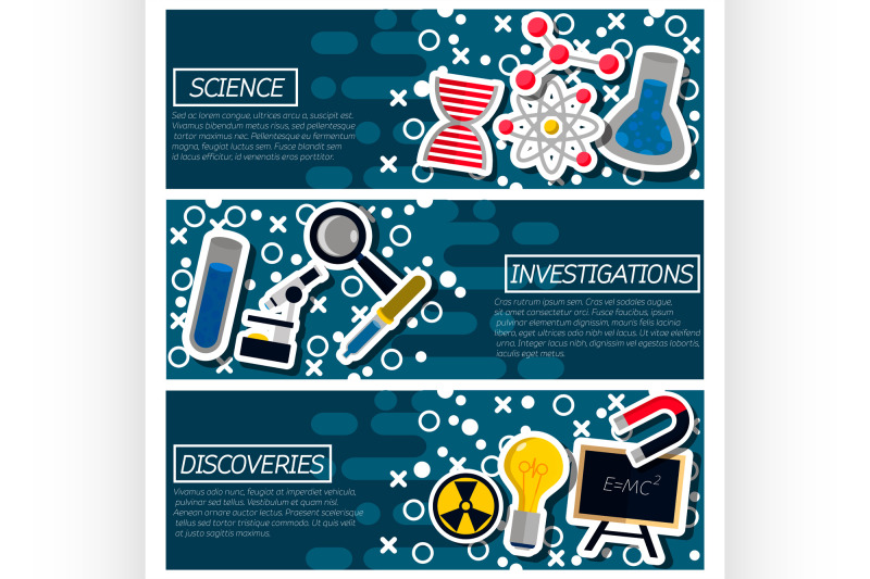 set-of-horizontal-banners-about-science