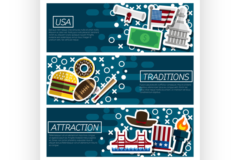 set-of-horizontal-banners-about-usa