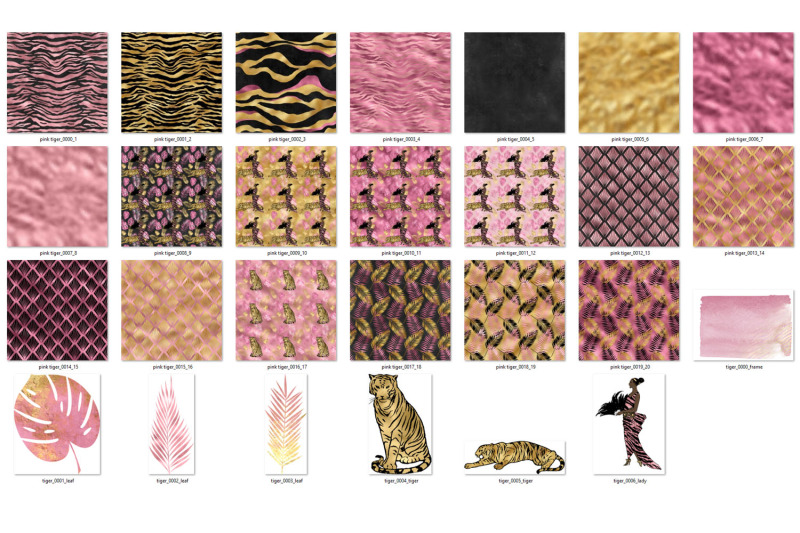 pink-and-gold-tiger-digital-paper