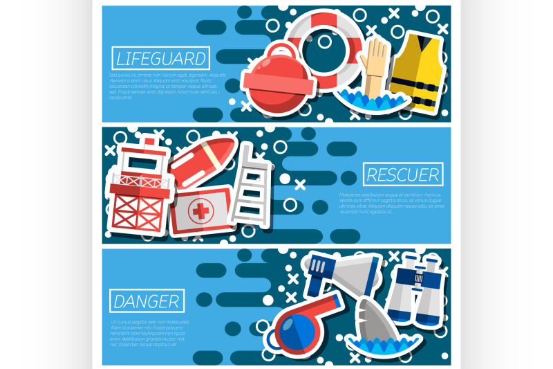 set-of-horizontal-banners-about-lifeguard