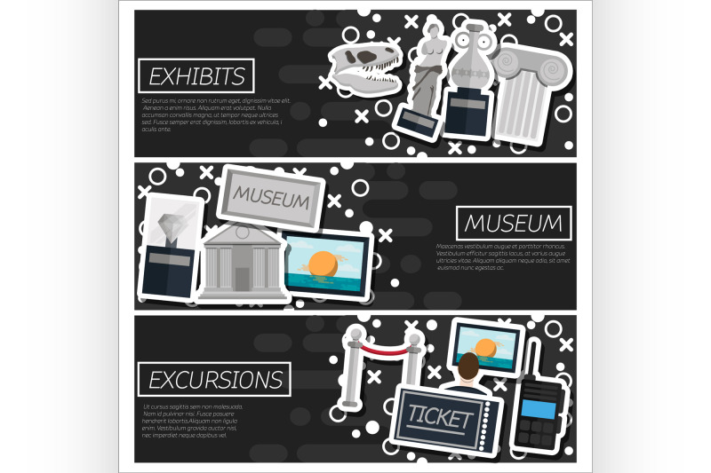 set-of-horizontal-banners-about-museum