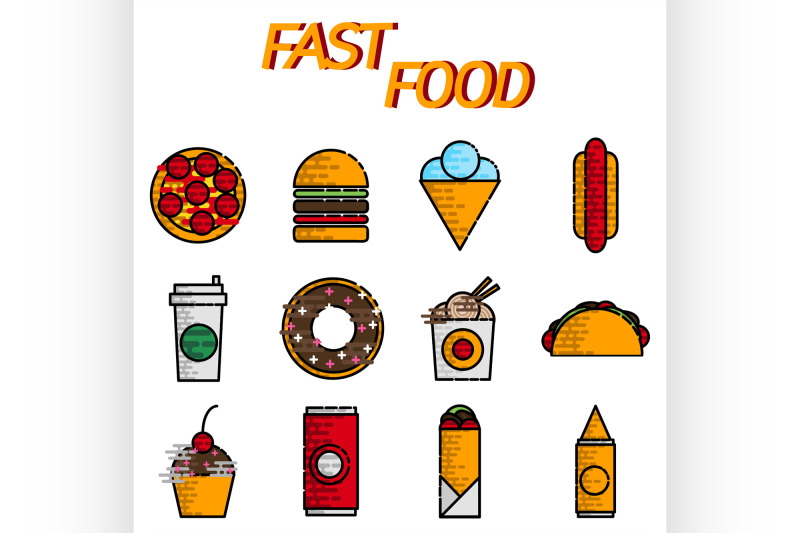 fast-food-flat-icon-set