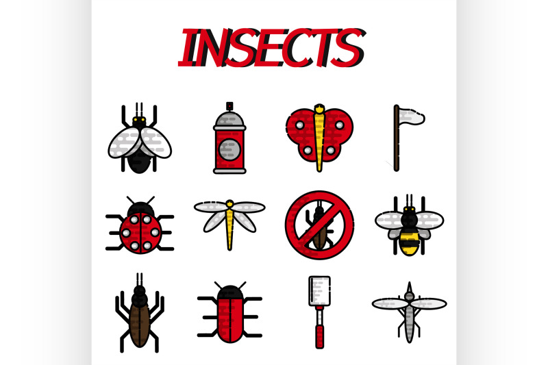 insects-flat-icons-set