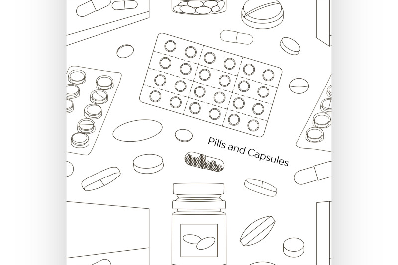 pills-and-capsules-icons-set-pattern