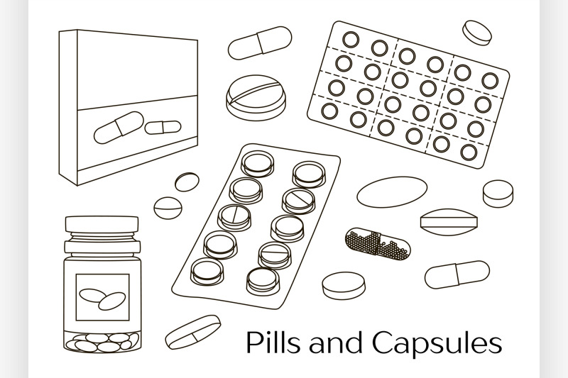 pills-and-capsules-icons-set