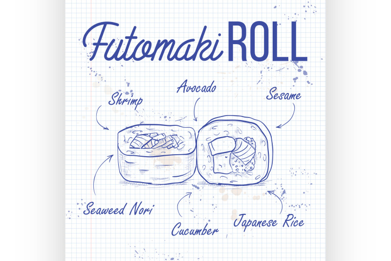 vector-sushi-sketch-futomaki-roll