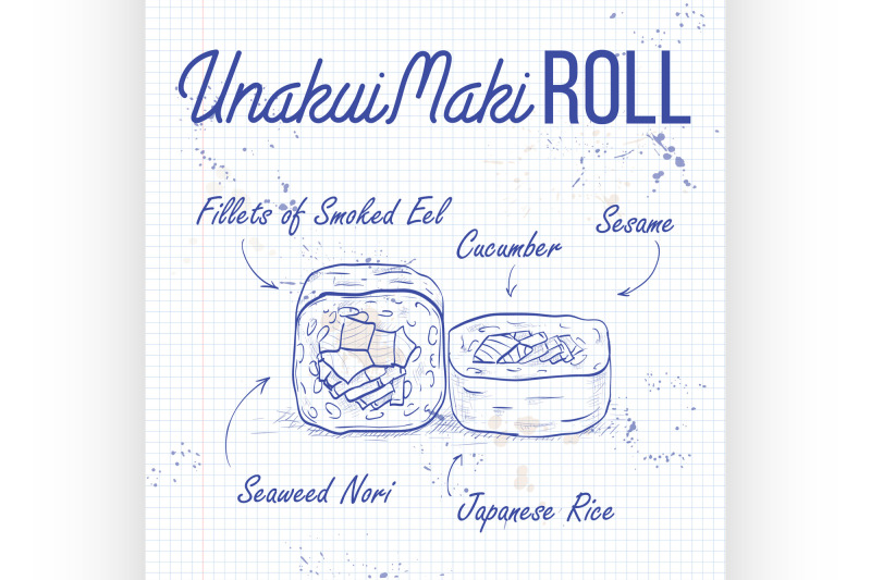 unakuimaki-roll-recipe-on-a-notebook-page