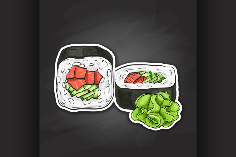 vector-sushi-color-sticker-unakuimaki-roll