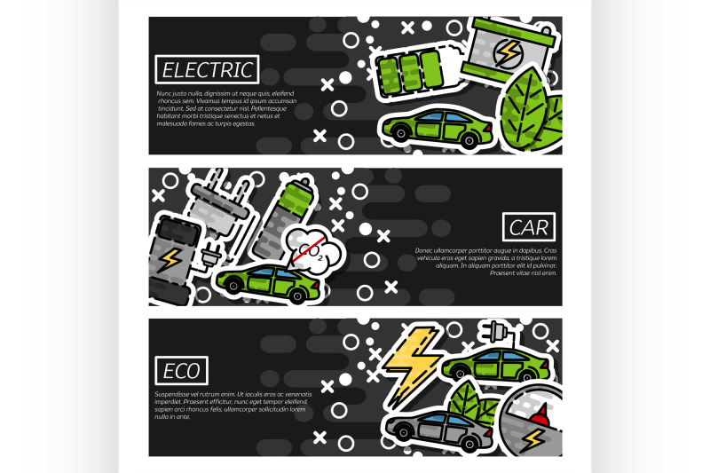 set-of-horizontal-banners-about-electric-car