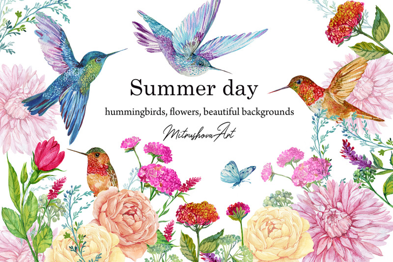 tropical-birds-hummingbird-flowers-watercolor