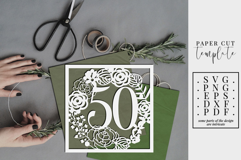 50-birthday-square-papercut-template-50th-birthday-svg-pdf