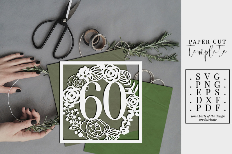 60-birthday-square-papercut-template-60th-birthday-svg-pdf