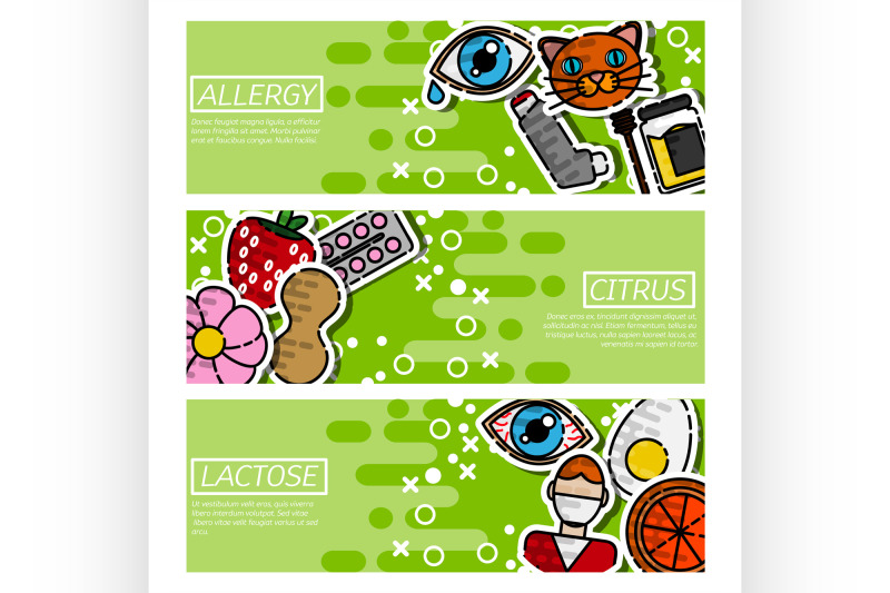 set-of-horizontal-banners-about-allergy