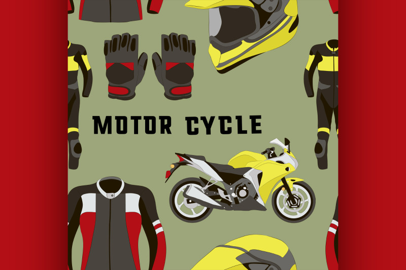 vector-set-of-motorcycle-accessories-pattern