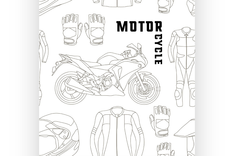 vector-set-of-motorcycle-accessories-pattern