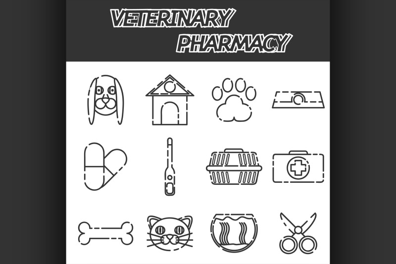 veterinary-pharmacy-icons-set