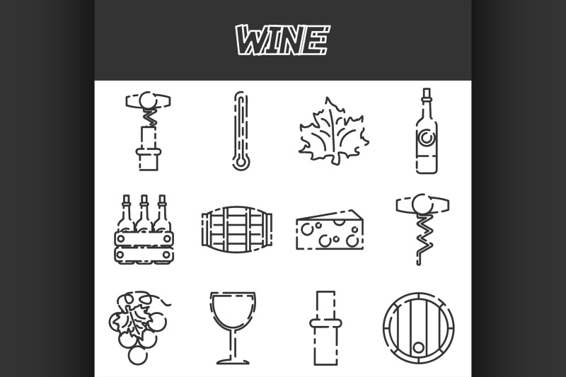 wine-flat-icons-set