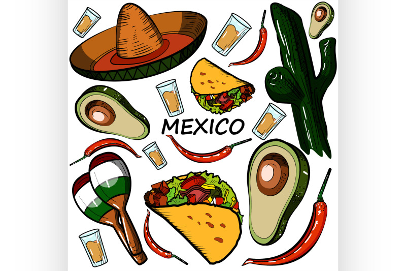 hand-drawn-doodle-mexico-set