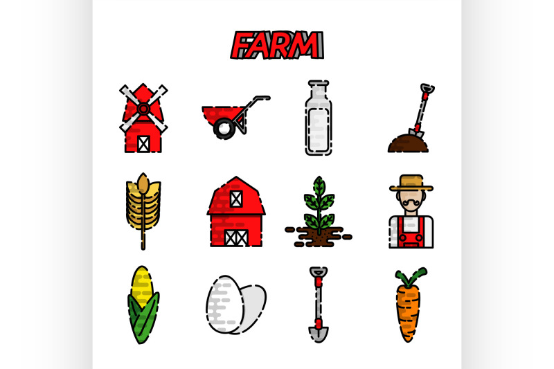 farm-flat-icons-set