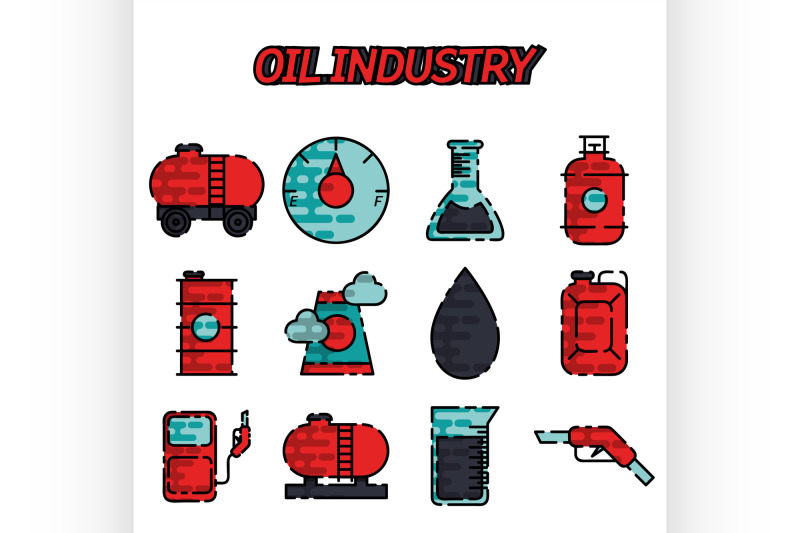 oil-industry-flat-icon-set