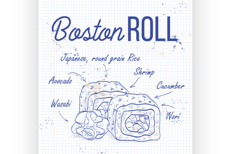 vector-sushi-sketch-boston-roll