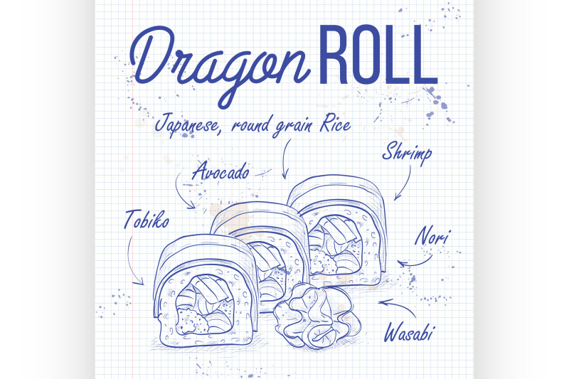 vector-sushi-sketch-dragon-roll