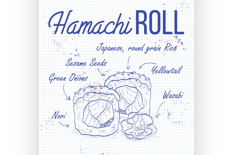 vector-sushi-sketch-hamachi-roll