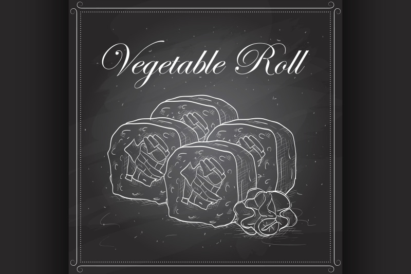 vector-sushi-sketch-vegetable-roll