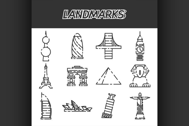 world-landmarks-icons-set