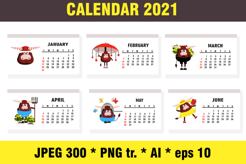 calendar-2021-year-of-the-bull-set-12-cards-just-print-it