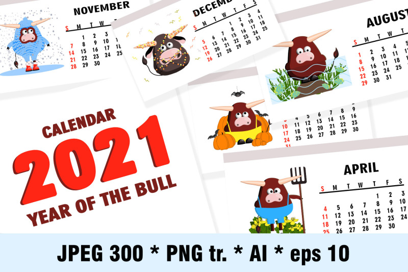 calendar-2021-year-of-the-bull-set-12-cards-just-print-it