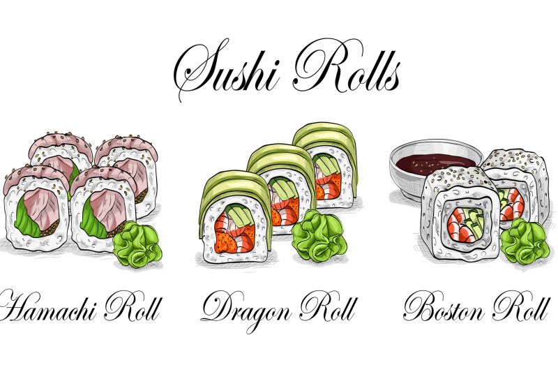 vector-sushi-color-sketch-set