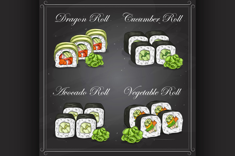 vector-sushi-color-sketch-set