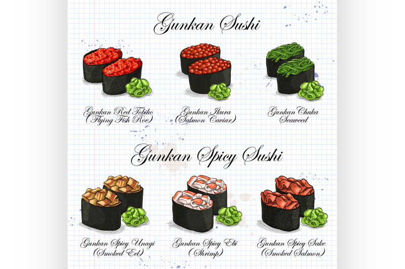 vector-set-color-sketch-gunkan-sushi