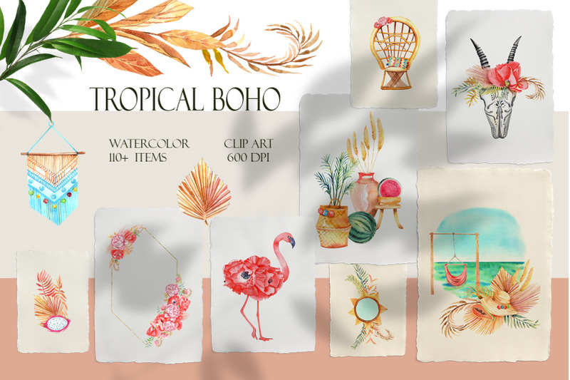 tropical-boho-watercolor-clipart