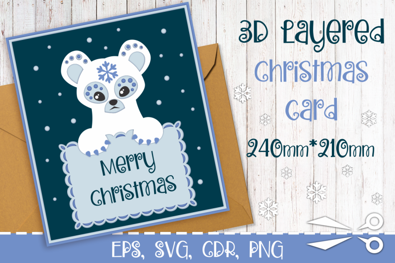 3d-layered-christmas-greeting-card-with-polar-bear