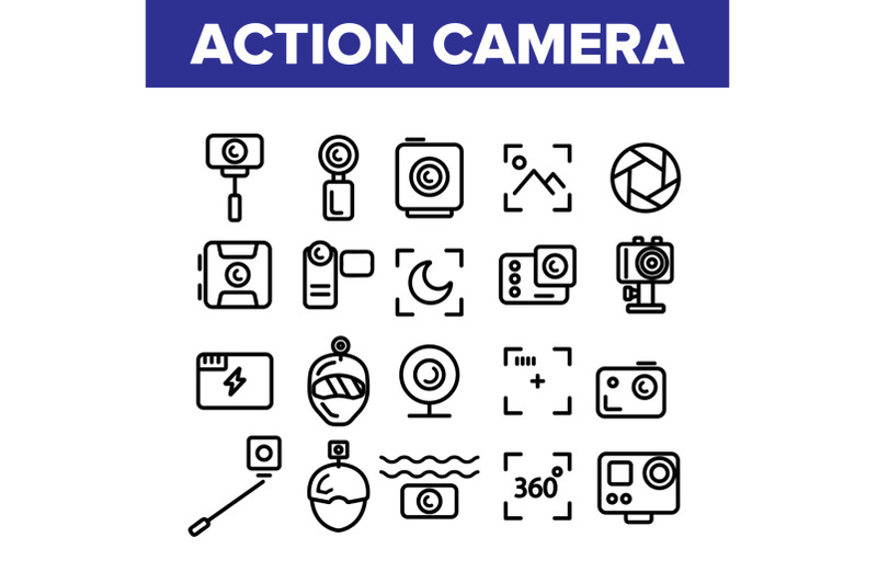 collection-action-camera-sign-icons-set-vector