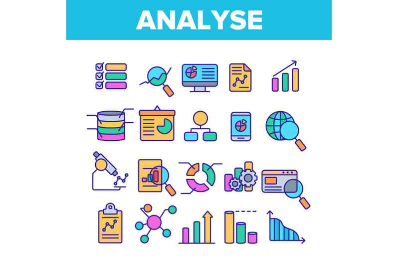 analysing-data-vector-color-line-icons-set