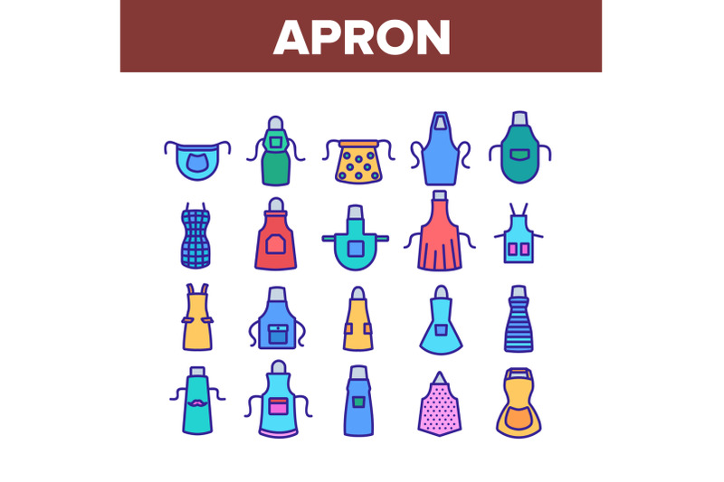 apron-kitchen-cloth-collection-icons-set-vector