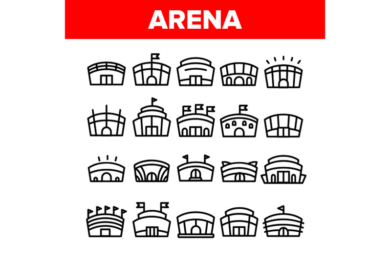 collection-arena-buildings-sign-icons-set-vector