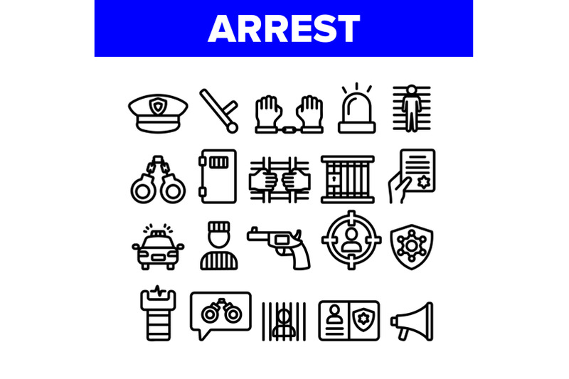 collection-arrest-elements-sign-icons-set-vector